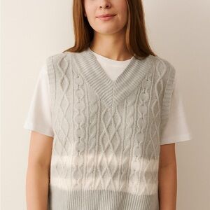 Elegant V-Neck Cable Knit Sweater Vest